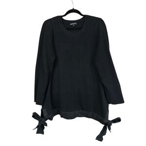 Hebbeding Black Cotton Long Sleeve Scoop-Neck Sweater Size LARGE